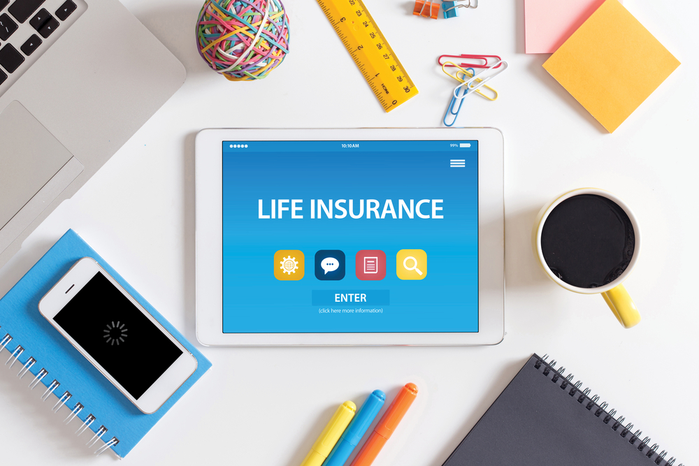 LIFE INSURANCE CONCEPT ON TABLET PC SCREEN
