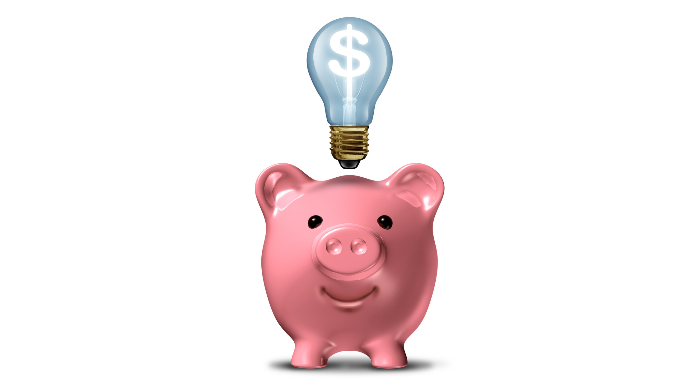 piggy bank with lightbulb on top of head - financial ideas concept