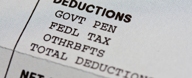 Close up of Payroll deductions on pay stub